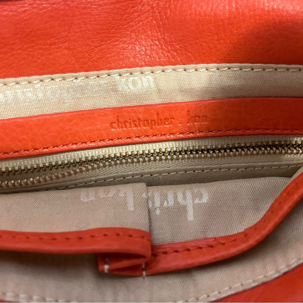 Christopher Kon Vintage Ostrich Embossed Leather Foldover Clutch Red - Picture 8 of 11